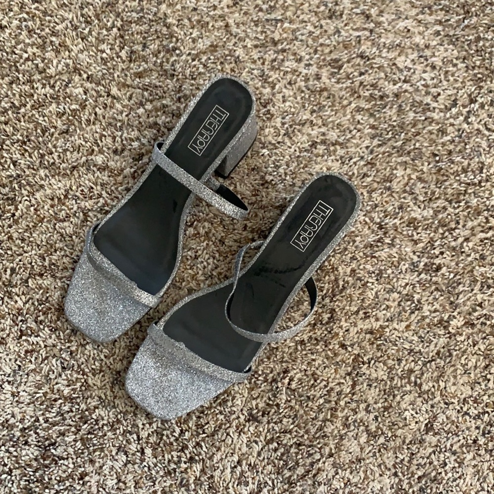 Silver glitter heels